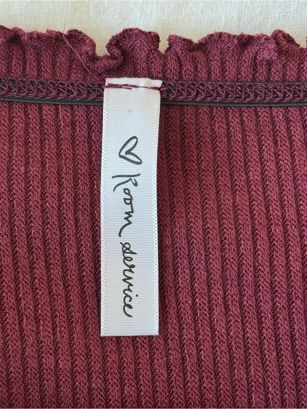 Room Service | Women’s Burgundy Ribbed Off-the-Shoulder Bodycon Dress - Picture 3 of 4